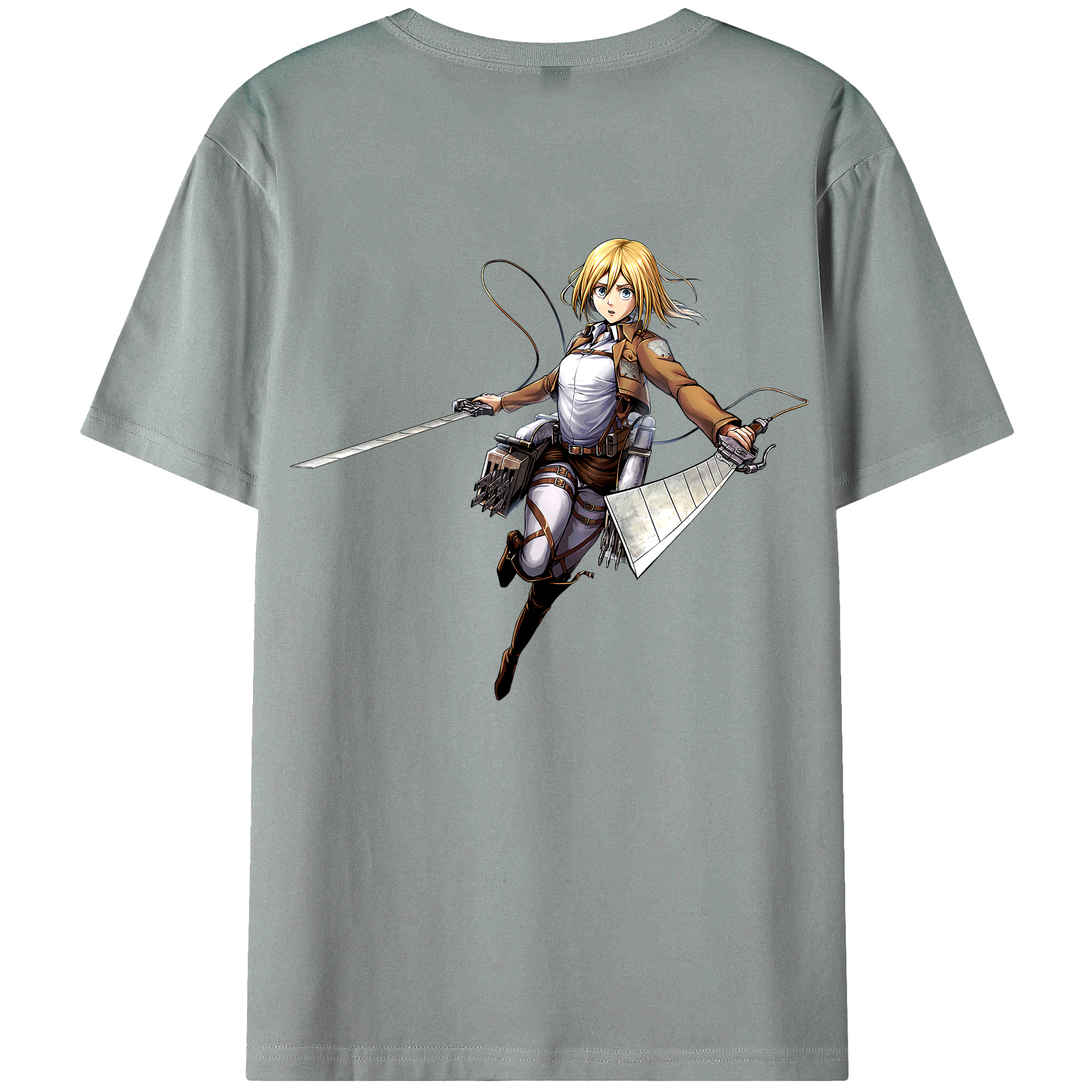 （画像用） 進撃の巨人 クリスタ·レンズ Attack on Titan Christa Lenz 綿100％ メンズ半袖Tシャツ（バックプリント） 通気性